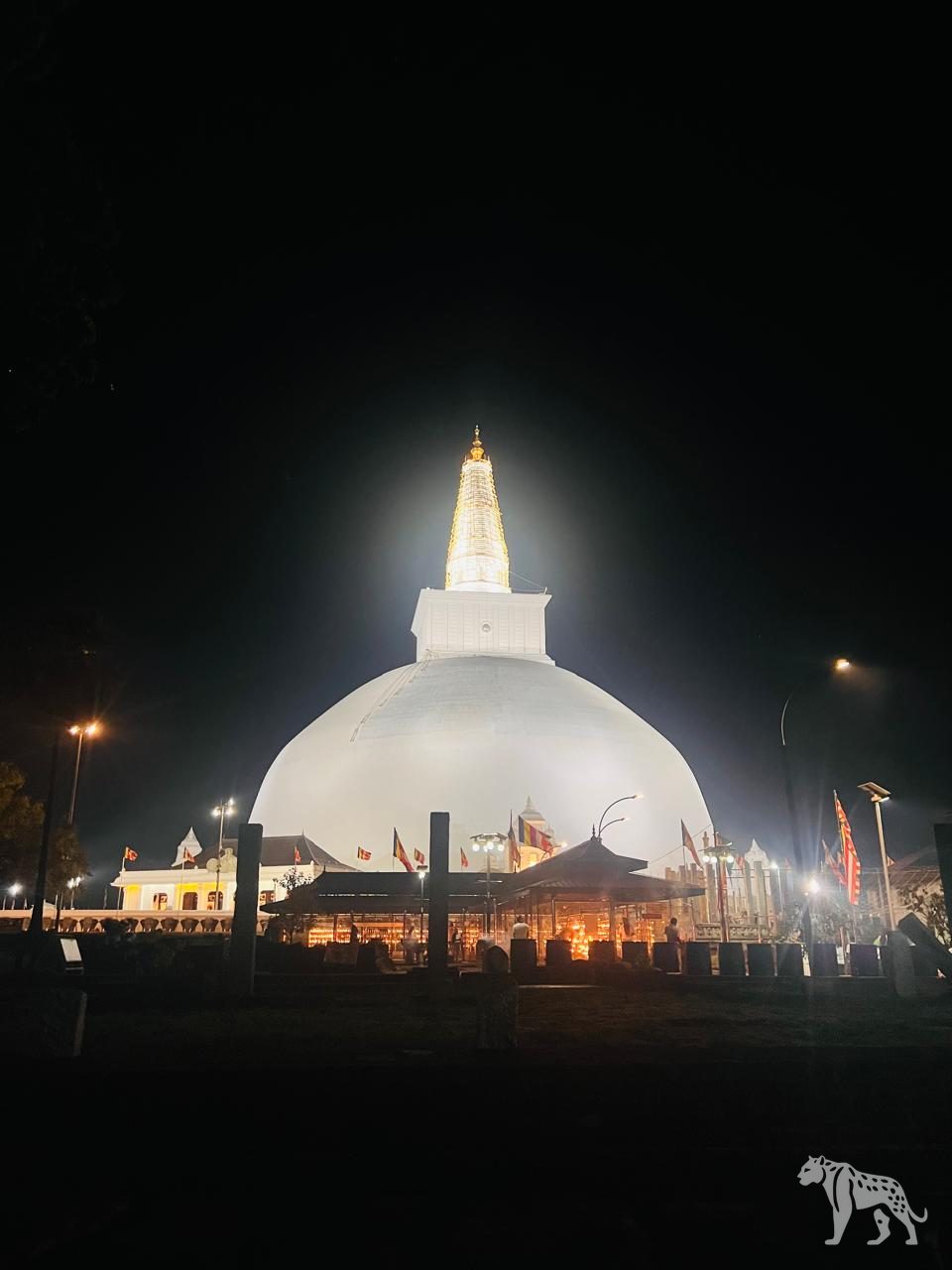 Ruwanwelisaya stupa lit at night, Anuradhapura